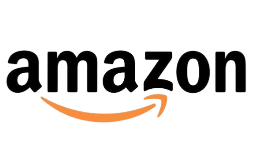 Amazon logo with black text and orange smile arrow on a white background