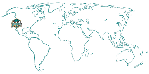 A map of the world showing the location of a city.
