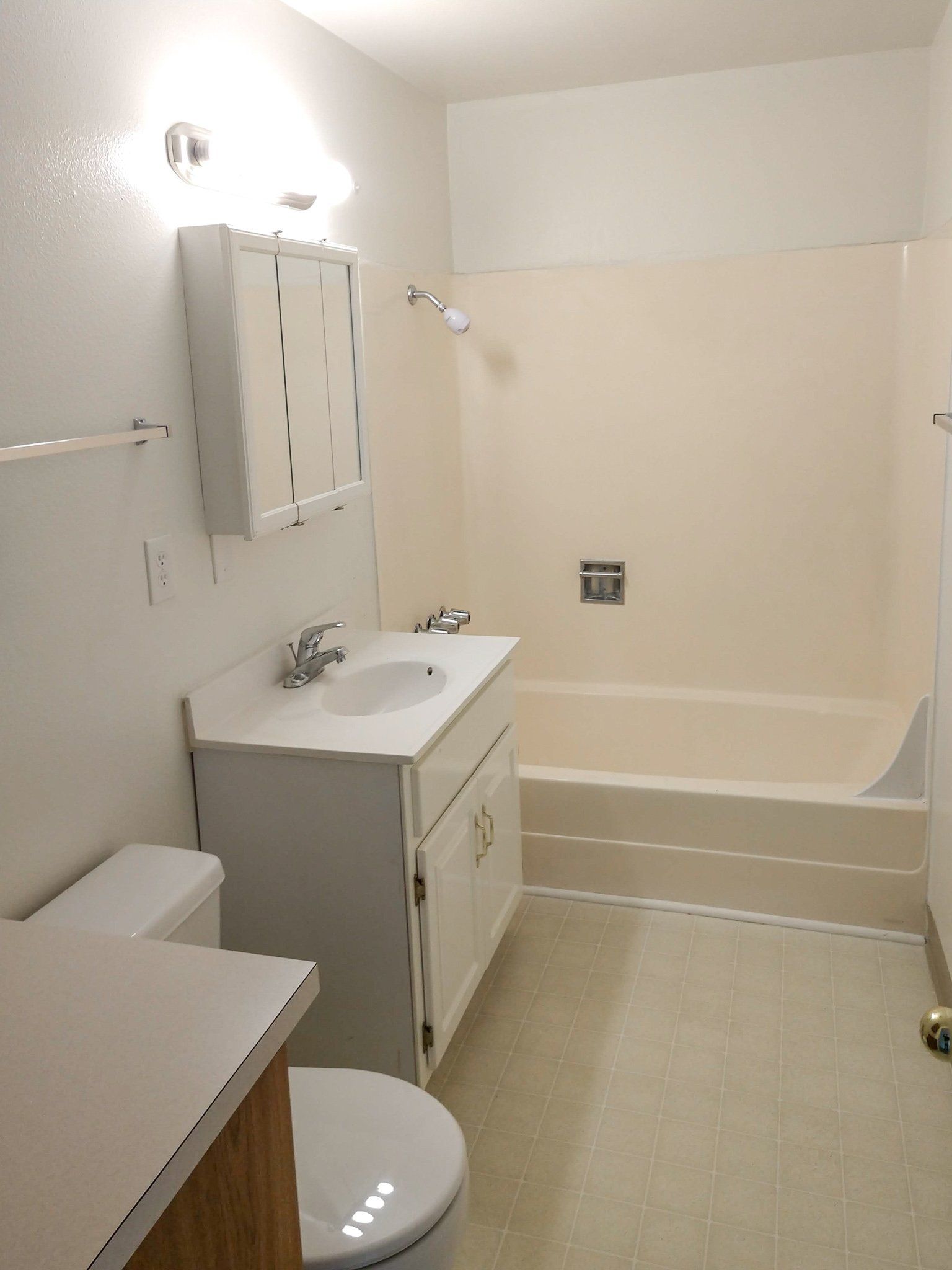 A bathroom with a toilet a sink and a bathtub