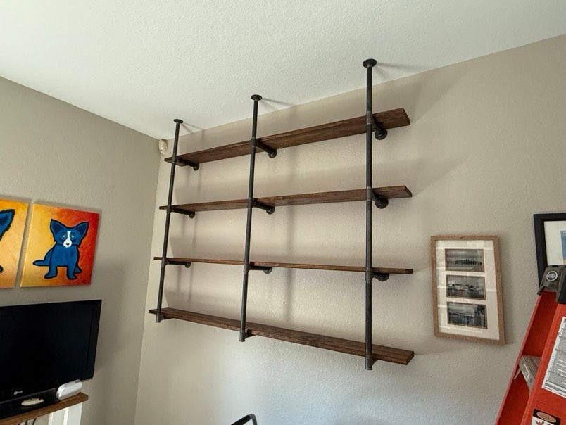 Industrial black-pipe shelving