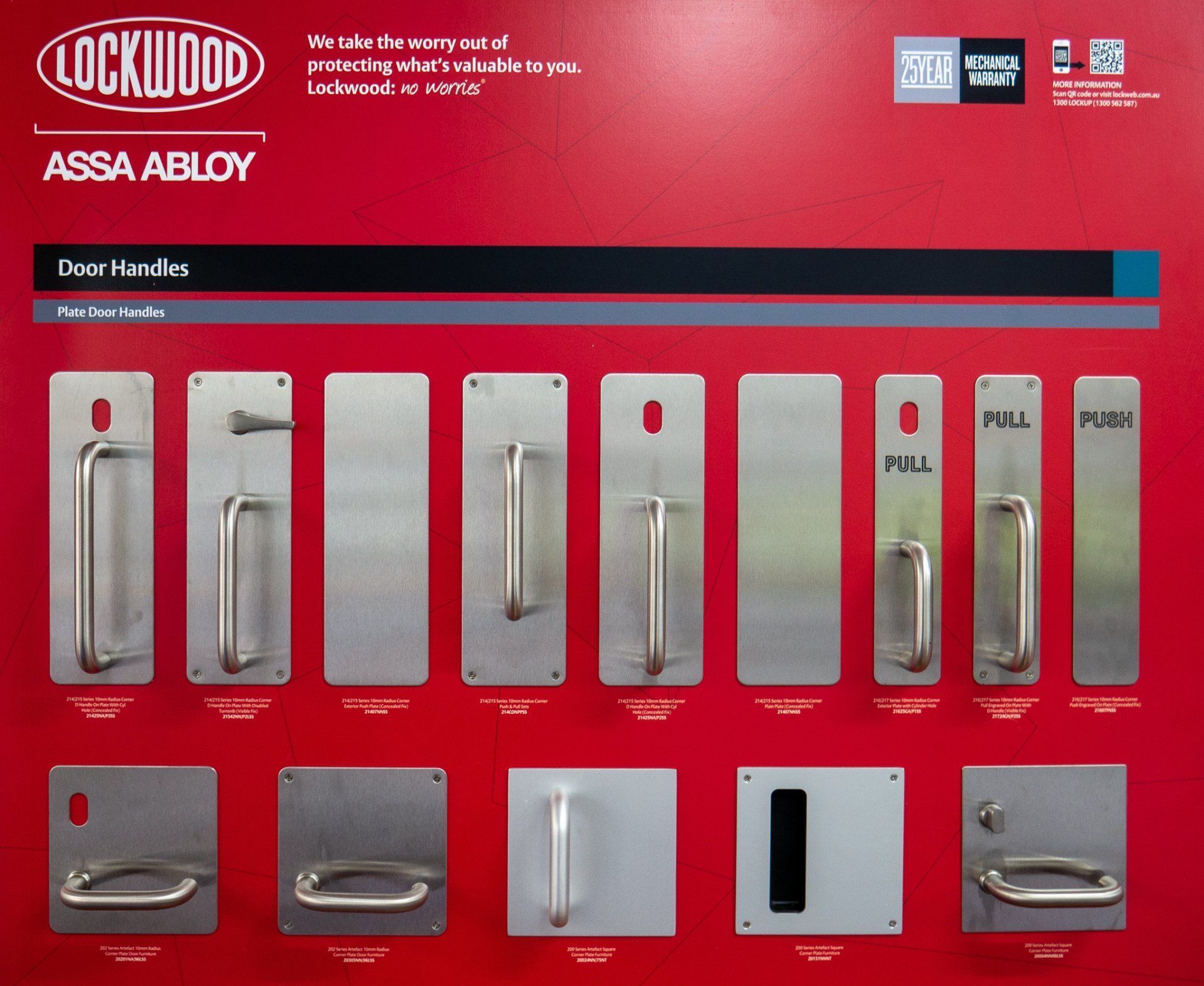 A Display Of Lockwood Assa Abloy Door Handles — Grafton Locksmith Service In Grafton, NSW