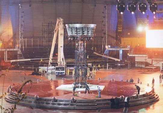 Indoor Arena Central Speaker System Being Assembled