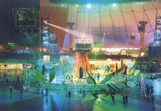 Colorful Dome Show with Central Speaker Tower