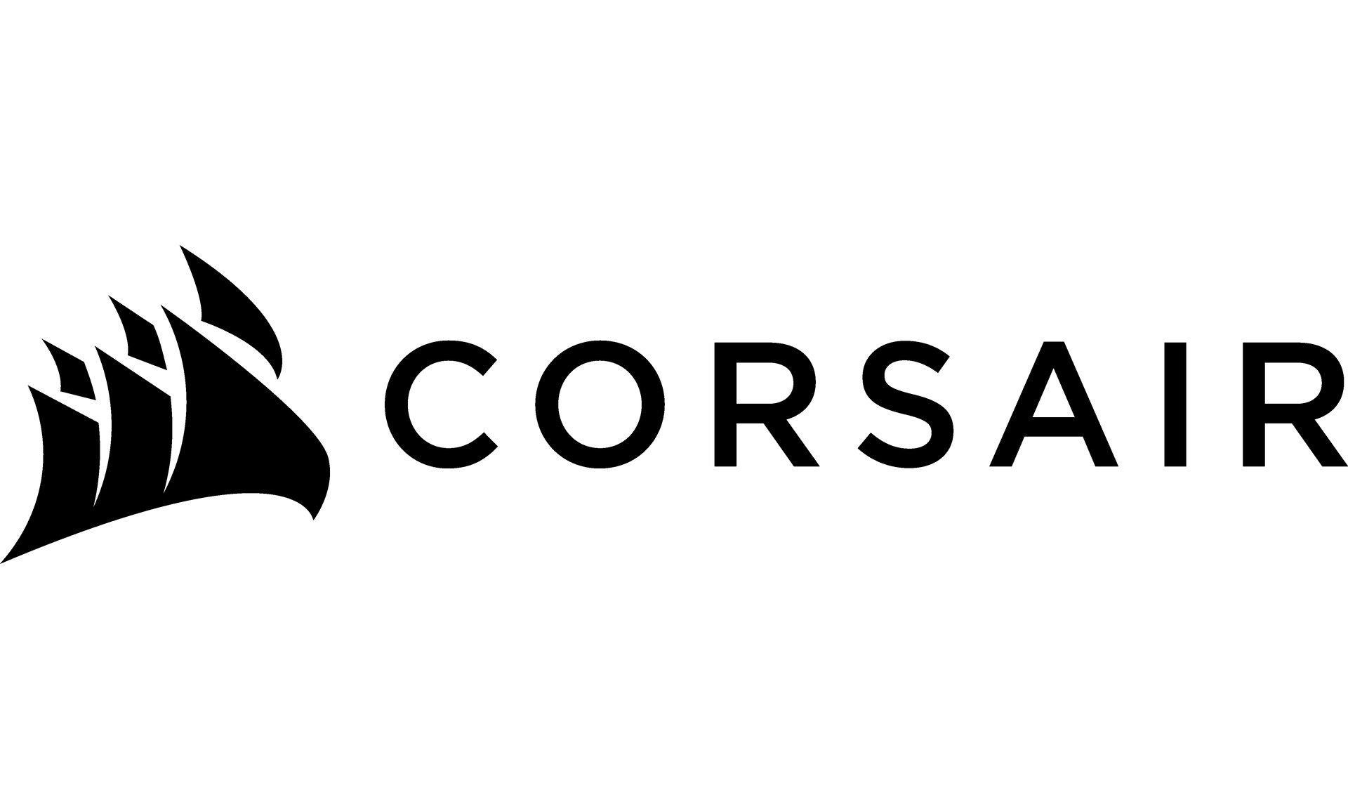 Corsair logo: a stylized black ship with sails to the left of the word 
