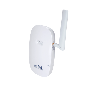White Kerlink LoRaWAN gateway with an antenna.