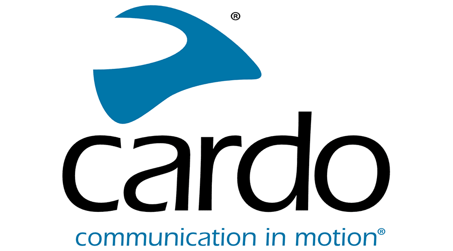 Cardo logo: blue abstract wave over black 