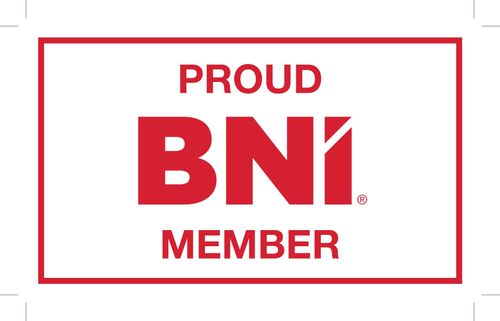 Logo BNI rosso e bianco, all'interno di un rettangolo rosso, con la scritta 