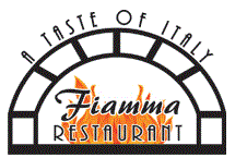 A logo for a restaurant called a taste of italy fiamma restaurant.