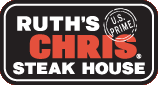The logo for ruth 's chris steak house is red and white.