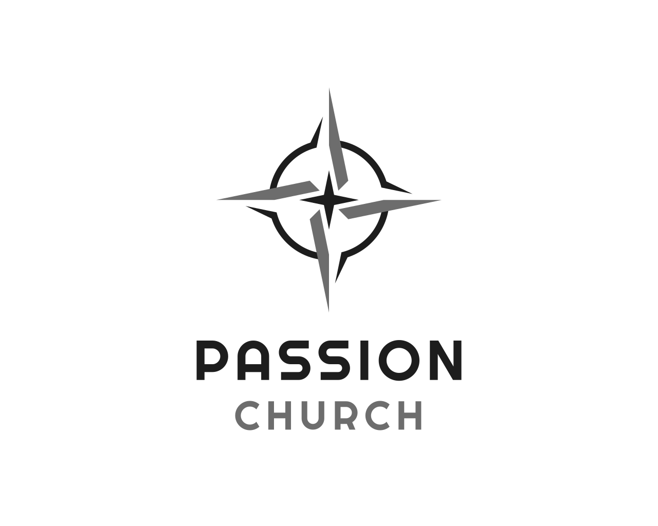 A black and white logo for a church called passion church.
