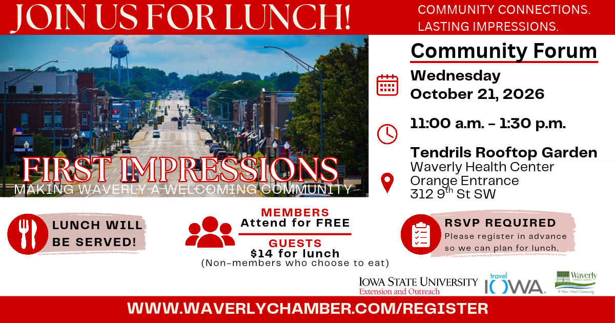 Downtown Waverly Iowa – First Impressions Community Forum October 21, 2026