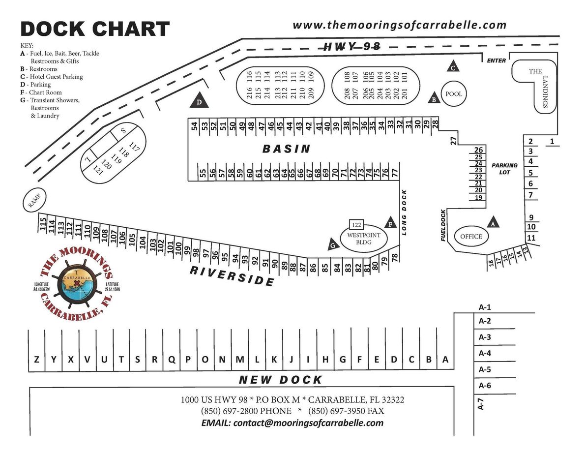 A black and white map of a dock with the words dock chart on it