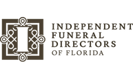 Independent Funeral Directors of Florida logo with ornate brown emblem and black text on white background