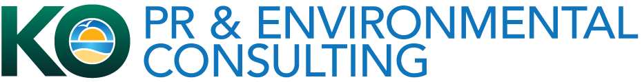 KO PR& Environmental Consulting logo with green and blue icon and text