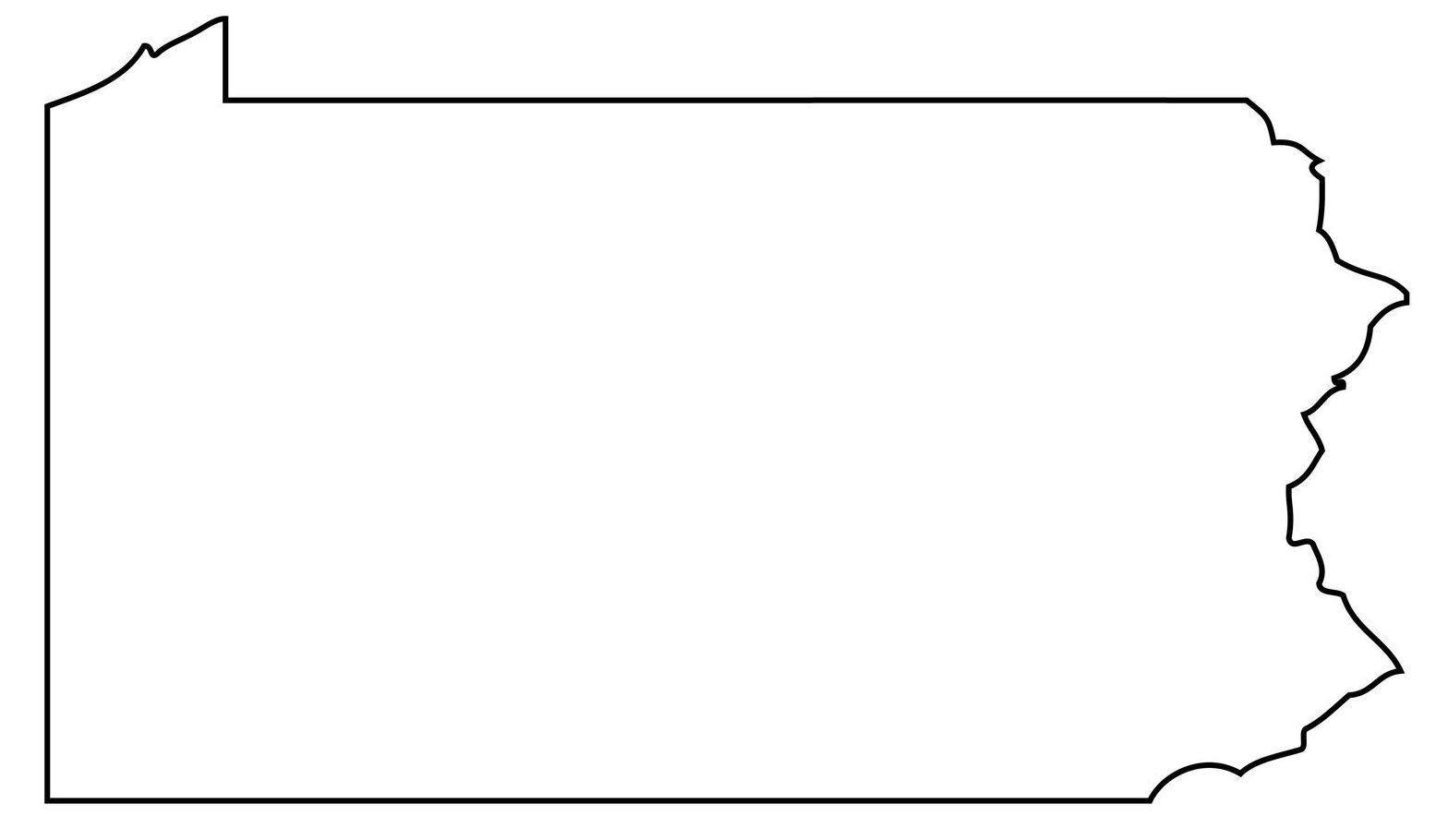 A black and white outline of the state of pennsylvania on a white background.