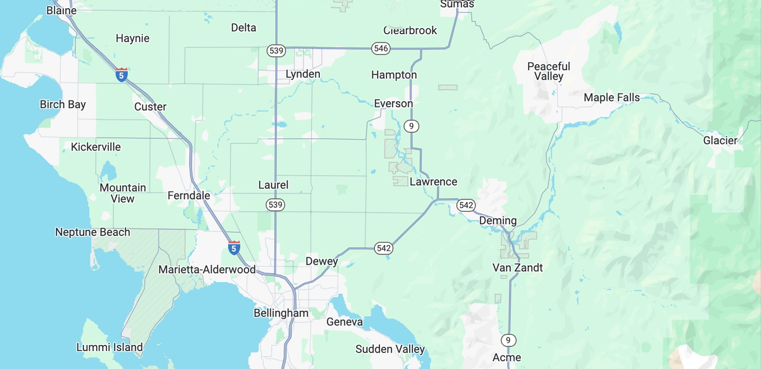Whatcom County Map - Areas that