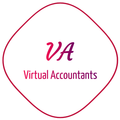 Pink &ldquo;VA&rdquo; Virtual Accountants logo in a rounded diamond outline
