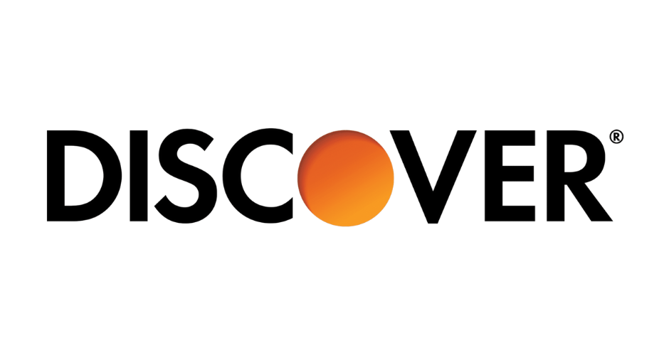 Discover credit card logo with orange dot.