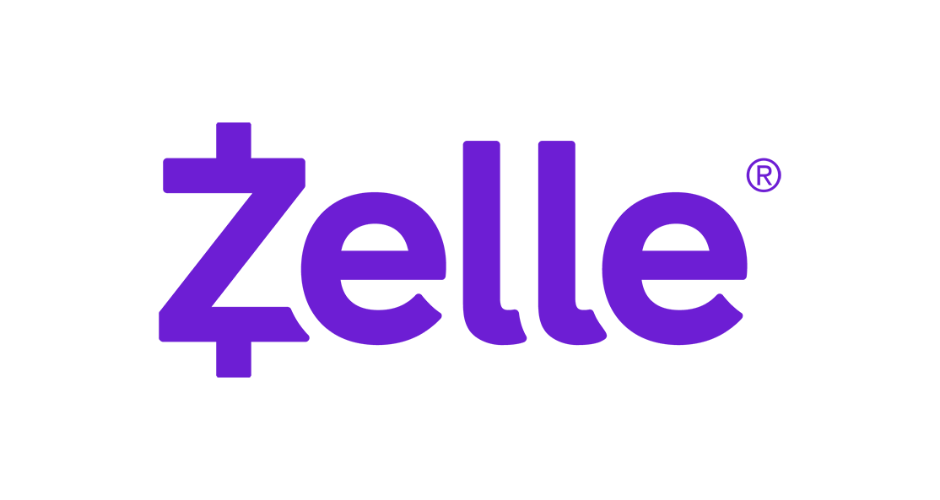 Purple Zelle logo on white background.