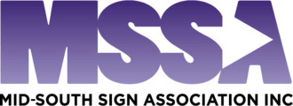 Purple MSSA logo with a white arrow and the text “Mid-South Sign Association Inc.”