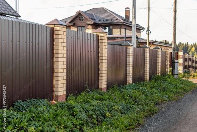 Brown corrugated board fence.
