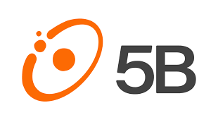 Orange orbit-style logo next to dark gray “5B” text on a white background