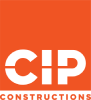 CIP Constructions logo in orange and white text on a white background