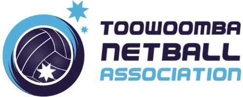 Toowoomba Netball Association logo in navy, light blue, and white with a star and netball emblem