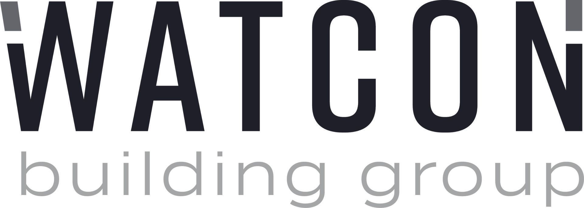 Watcon Building Group logo in black and gray text on a white background