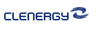 Clenergy logo in dark blue with a circular swirl mark on a white background