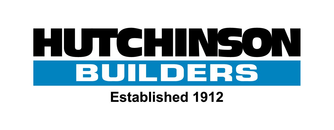Hutchinson Builders logo with black and blue text and “Established 1912” beneath.