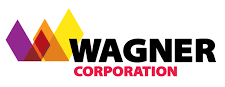 Wagner Corporation logo with colorful geometric shapes and bold black and pink text on a white background