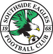 Southside Eagles Football Club circular logo with a green eagle and black text, 1968