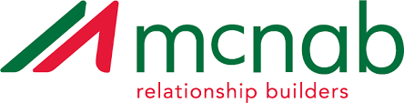 McNab logo in green and red with the tagline “relationship builders”