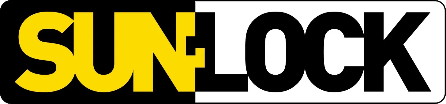 SUNLOCK logo in yellow and black text