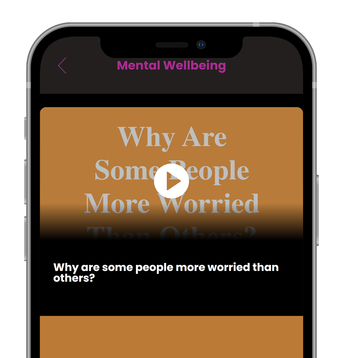 A phone screen shows a video titled why are some people more worried than others.