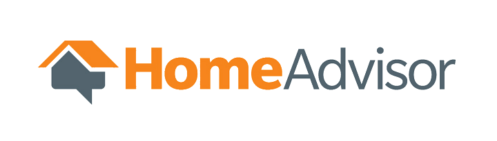 HomeAdvisor logo: orange roof and house icon with text