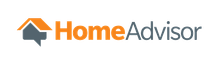 HomeAdvisor logo: orange roof and house icon with text 