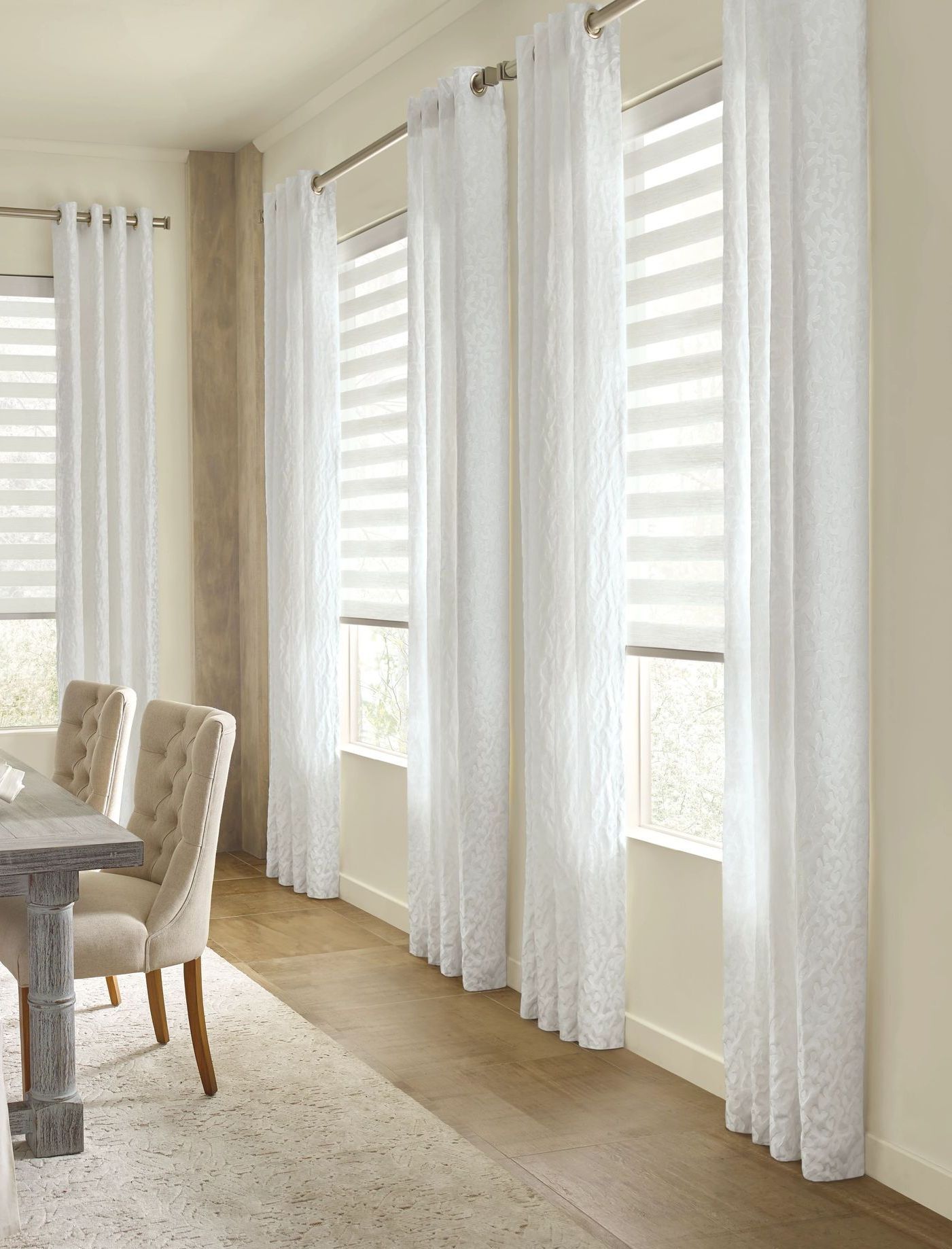 Banded Shades with draperies for Your home