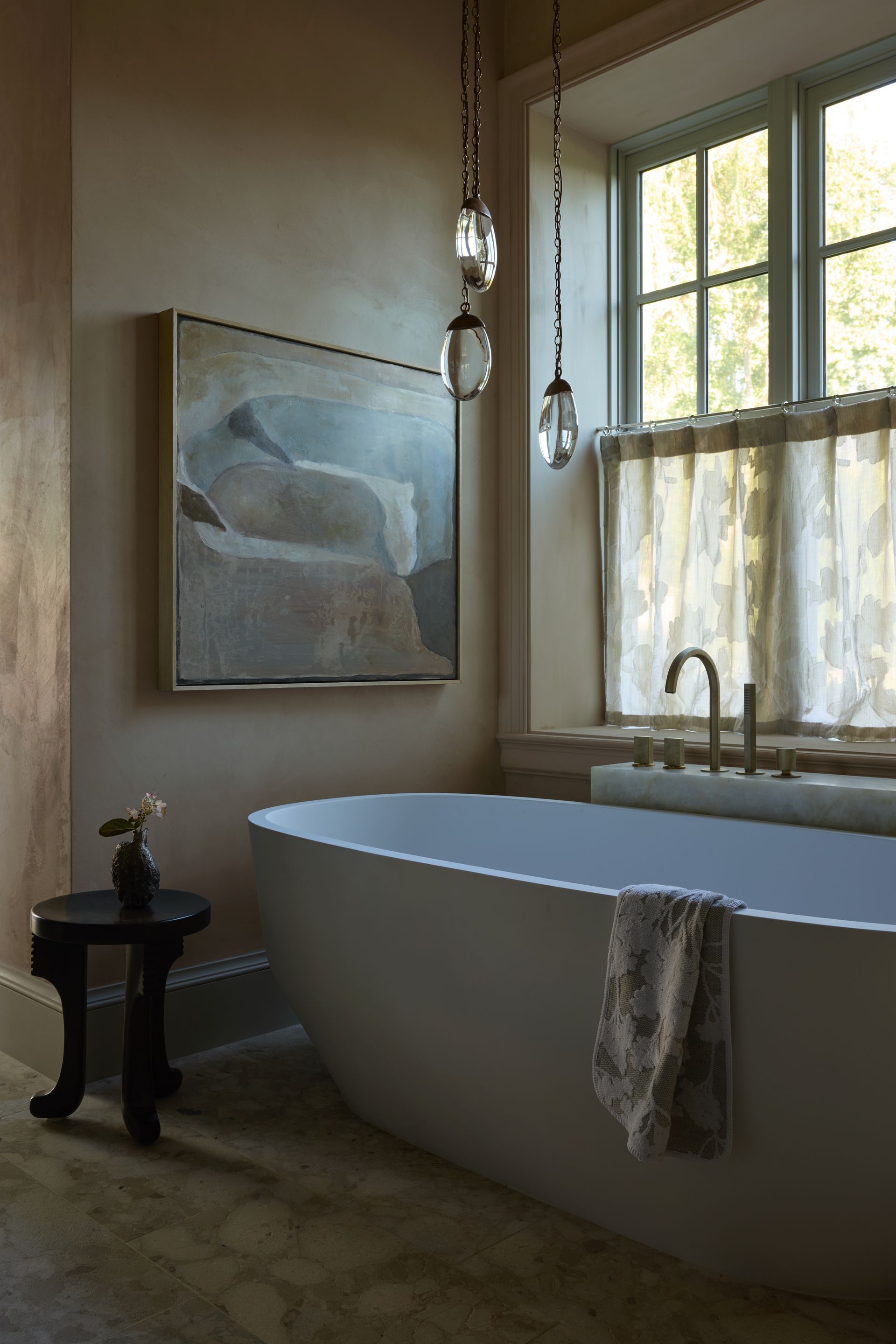 Custom sheer drapery enhancing privacy and natural light