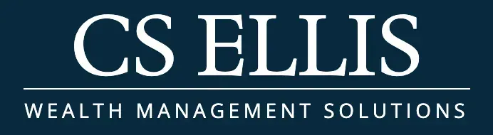 CS Ellis wealth management solutions logo in white on a dark blue background