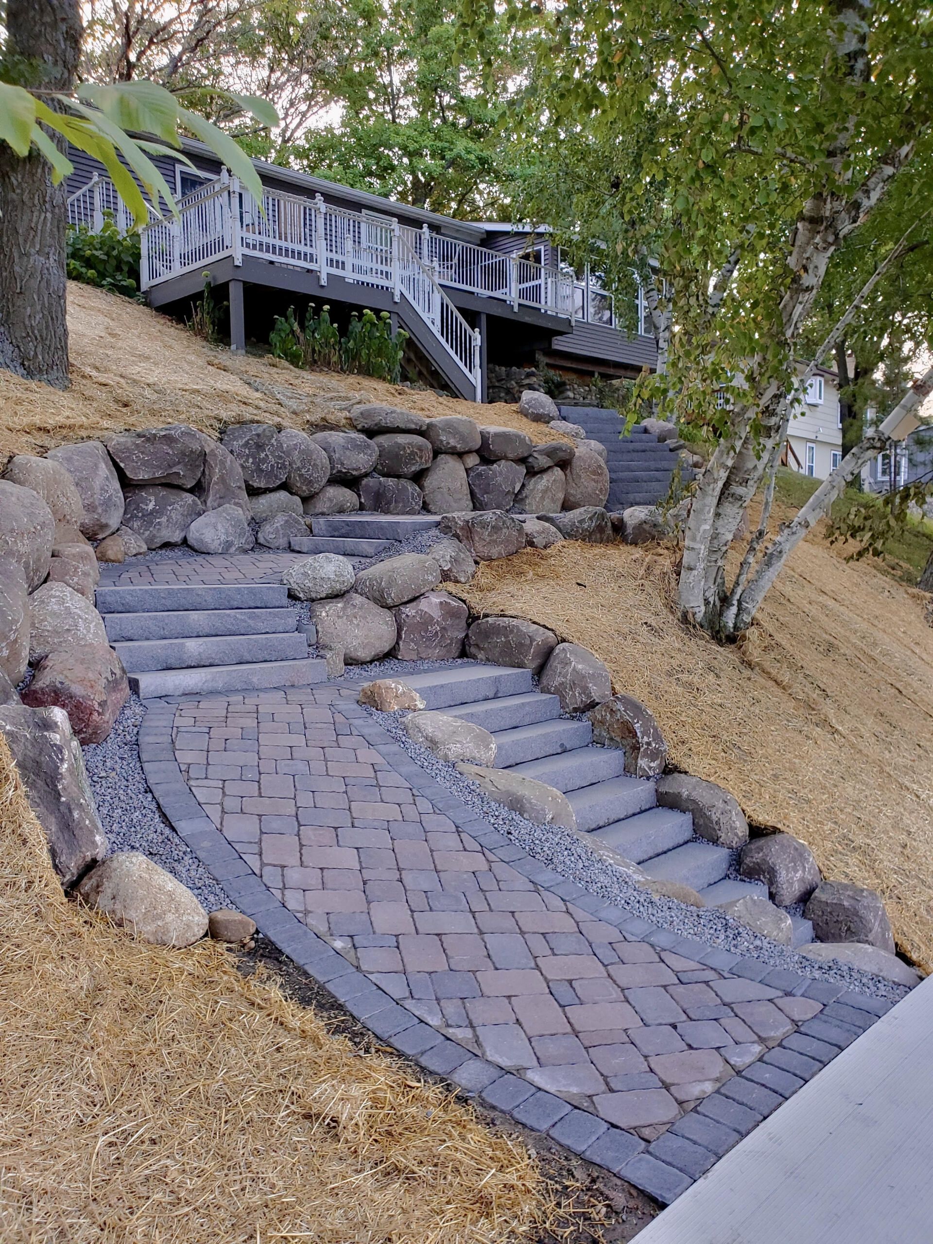 Landscaping with Stone Path — Annandale, MN — OTS Grading and Landscaping LLC