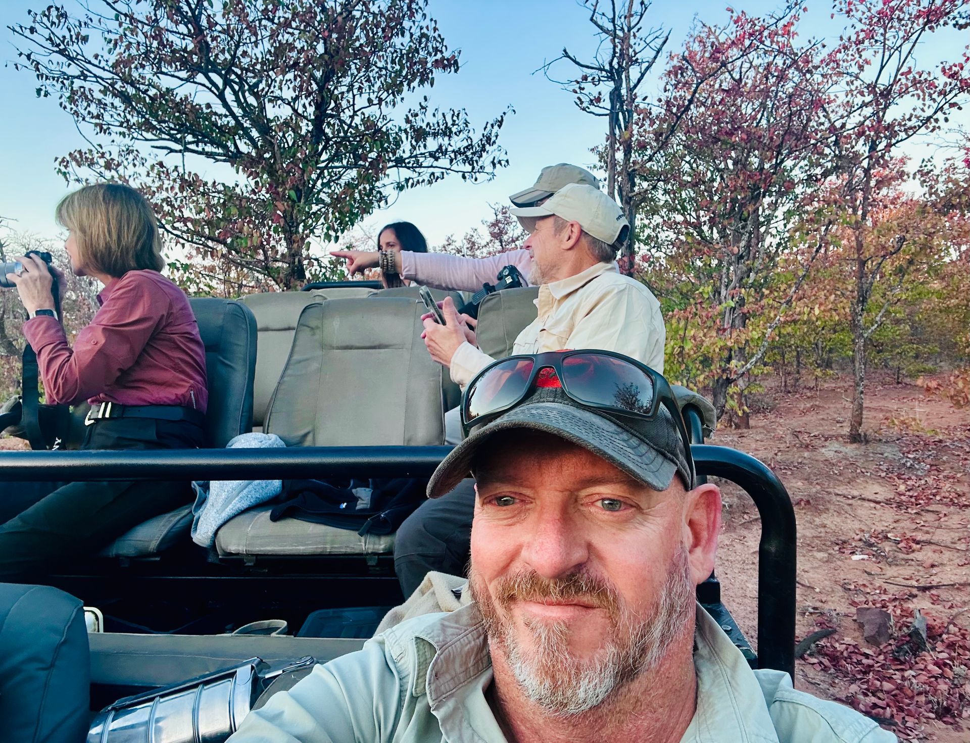 Martin Meyer Private Safari Guide on a game viewer with clients