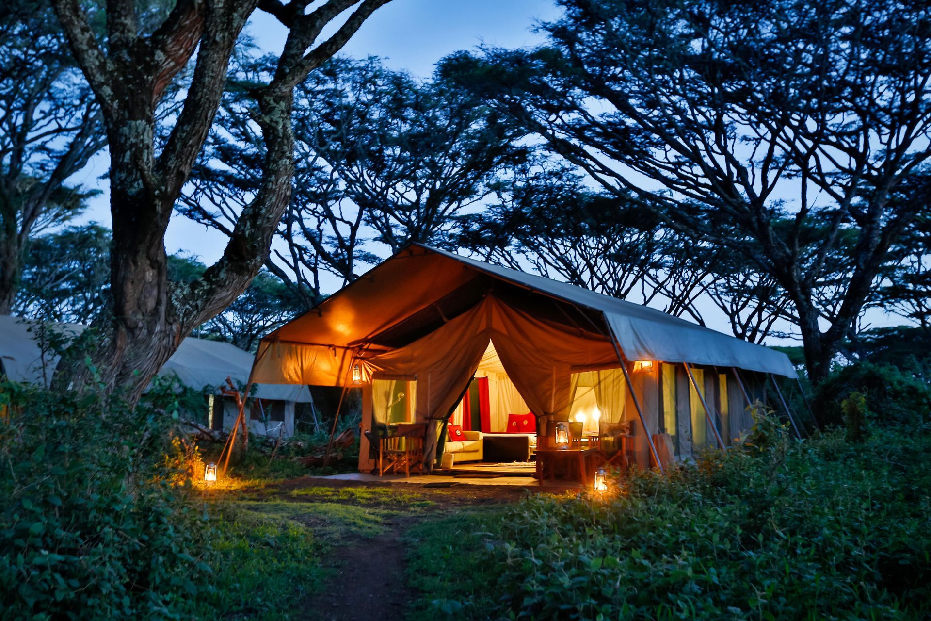 A tent in the middle of the Ngorongoro Crater