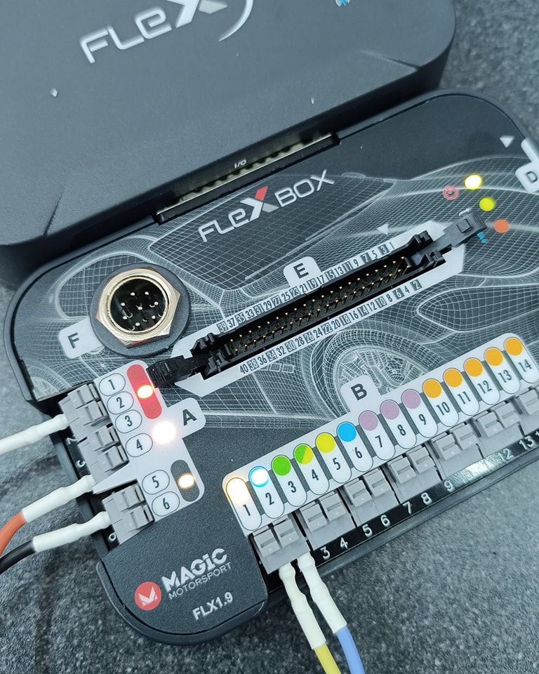 A close up of a flex box with a bunch of wires coming out of it