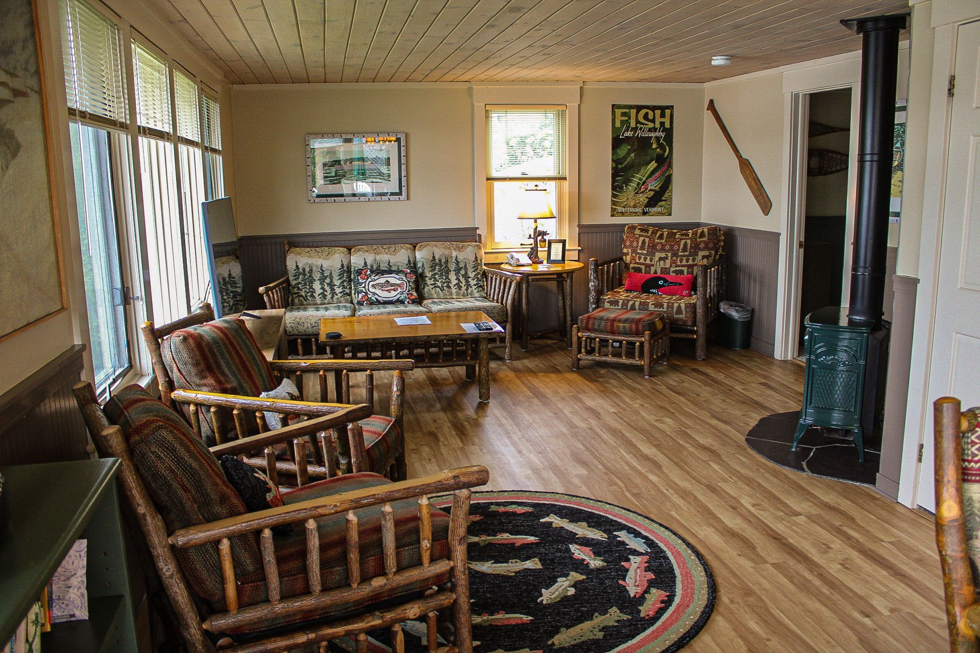 The Robert Frost Lakefront Cottage vacation rental overlooking Lake Willoughby in Vermont.