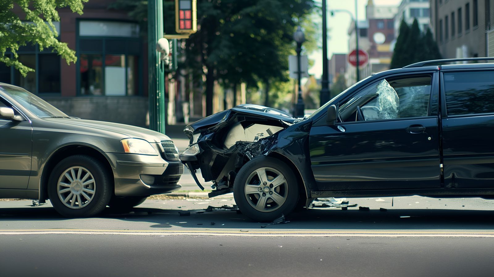 Damaged car after a crash, a case for a Thousand Oaks car accident lawyer