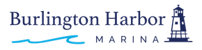 Burlington Harbor Marina logo with blue wave and lighthouse icon