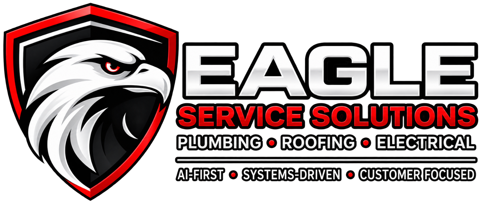 Eagle Service Solutions logo with eagle shield icon and text for plumbing, roofing, and electrical services