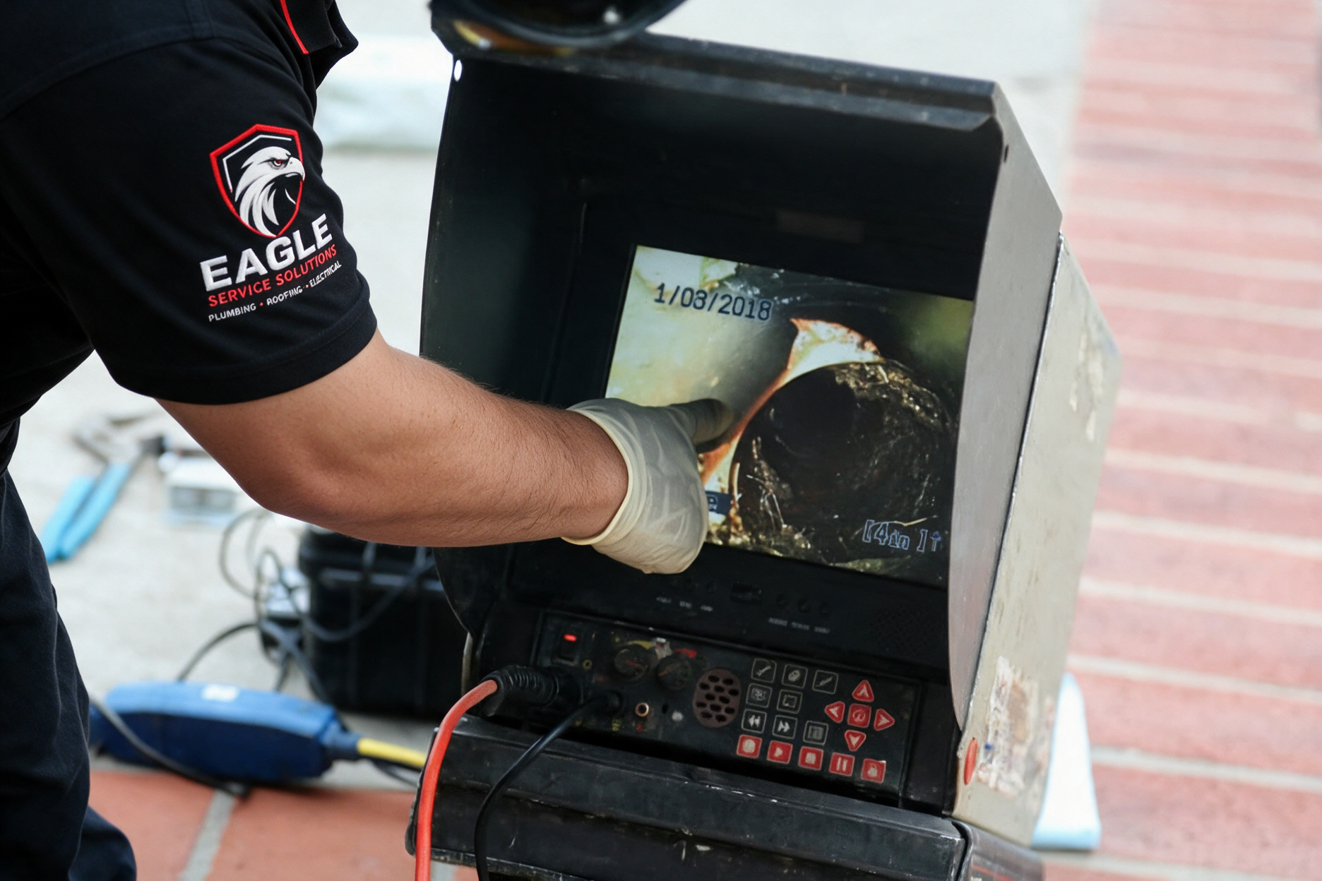 Person using a gloved hand inside a machine or oven, with smoke or steam visible.